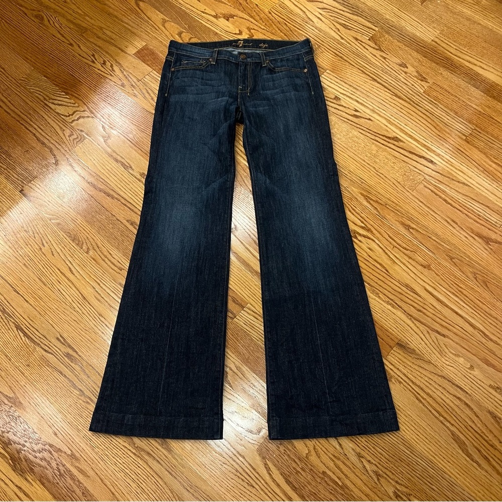 NEW 7 for all mankind dojo flare jeans 29x34 dark wash wide leg Size 29 x 34”